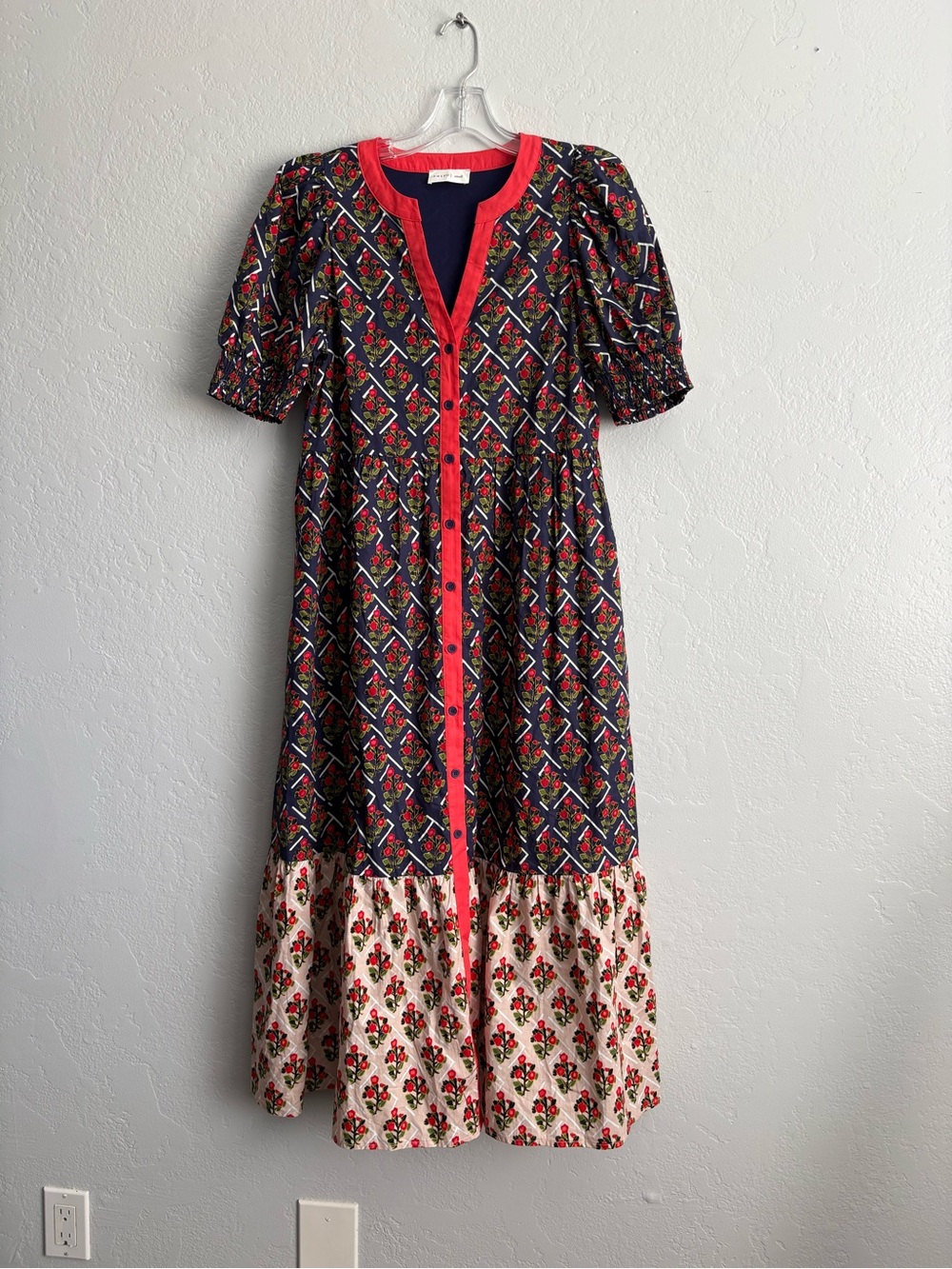 ❤️NEW entro Floral Print Button-Front Maxi Dress in Navy and Red